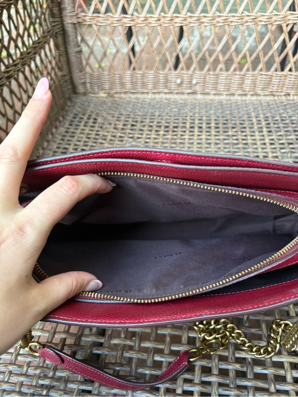Coach Bryant Convertible Carryall In Brass/Deep Red - Picture 11 of 16